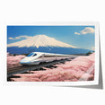 Extra large rolled print of Mount Fuji with cherry blossoms in pastel shades, ideal for dining room wall art.