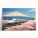 Black and white image of Mount Fuji on a large stretched canvas, ideal for kitchen wall art or bedroom decor.