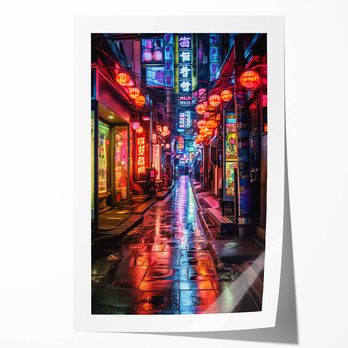 Extra large rolled print of Tokyo scenery with cherry blossoms in soft pink and white tones, ideal for art wall dining room.