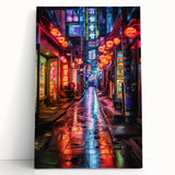Black and white large art print of Tokyo skyline on stretched canvas, suitable for kitchen wall art.