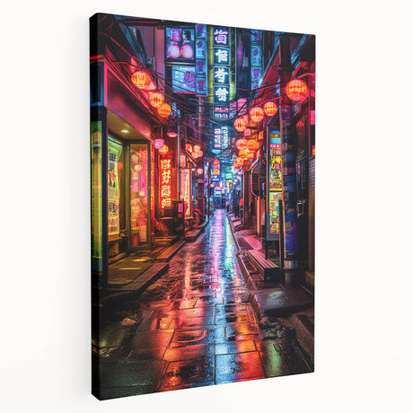 Large art print of Tokyo skyline in muted gray and blue tones on stretched canvas, ideal for kitchen wall art.