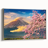 Framed canvas depicting a vintage Japanese landscape with colorful elements, primarily in black, ideal for living room decor.
