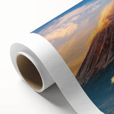 Art Deco-style poster of a serene Japanese landscape on rolled canvas, ideal for nursery wall art.