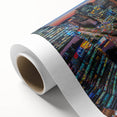 Art Deco style poster of Seoul skyline in pastel shades on rolled canvas, ideal for nursery wall art.