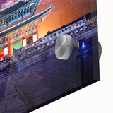 Large abstract wall art featuring a mid-century modernist style Korean landscape in muted earth tones on acrylic glass.