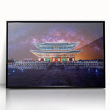 Large abstract wall art depicting a Korean landscape in muted earth tones on a framed acrylic print.