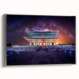 Framed canvas depicting a vintage Korean landscape in colorful art style, ideal for adding a cultural touch to any room.
