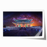 Rolled print of a serene Korean landscape with lush greenery and distant mountains, ideal for art wall dining room.