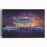 Black and white large art print of a serene Korean landscape on stretched canvas, ideal for kitchen wall art.