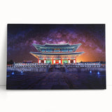 Black and white stretched canvas of a Korean landscape, ideal for kitchen wall art or bedroom ambiance.