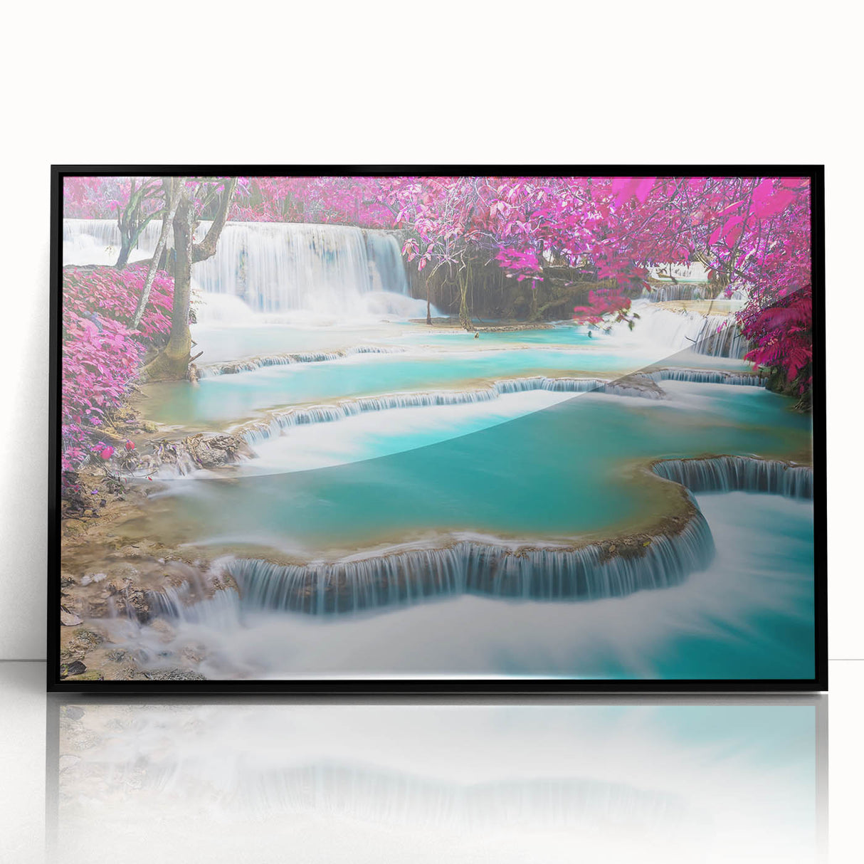 Large abstract wall art depicting a Laos scenery in muted earth tones on a framed acrylic, suited for modern art wall decor.
