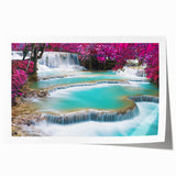 Extra large rolled print of a Laos scenery with vibrant green and blue tones, ideal for art wall dining room.
