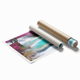 Extra large rolled print depicting a serene Laos landscape with lush greenery and a river.
