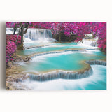 Black and white photograph of a Laos landscape on stretched canvas, ideal for kitchen wall art.