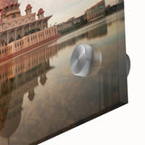 Large abstract wall art depicting a Malaysian landscape in muted earth tones on acrylic glass.