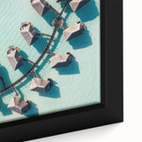 Extra large framed canvas of a Maldivian scenery in black with colorful, textured details, suitable for living room decor.