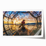 Extra large rolled print of a Myanmar scenic landscape in muted earth tones, ideal for dining room wall art.