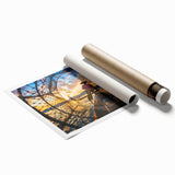 Extra large rolled print featuring a serene Myanmar landscape with lush greenery and floral elements.