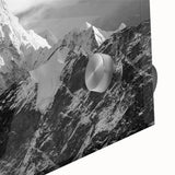 Large abstract depiction of Mount Everest in muted earth tones on acrylic glass.