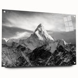Acrylic print of Mount Everest in muted blue and gray tones, suitable for bedroom or dining room decor.