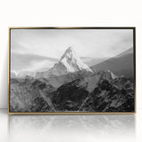 Large art print of Mount Everest in muted earth tones on framed acrylic, reflecting a mid-century modernist style.