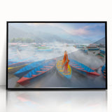 Large abstract wall art depicting a serene Nepalese landscape in muted earth tones on a framed acrylic panel.