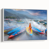 Vintage poster art of a scenic Nepalese landscape on extra large framed canvas.