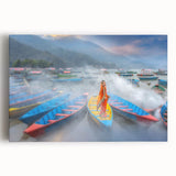 Black and white stretched canvas of a Nepalese landscape, ideal for kitchen wall art.