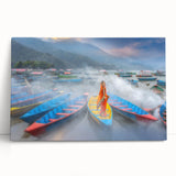 Black and white photograph of Nepalese mountains on stretched canvas, ideal for kitchen wall art or bedroom ambiance.