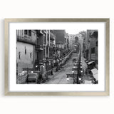 Textured art print featuring abstract depiction of a Pakistani landscape in muted earth tones on a silver-framed canvas.