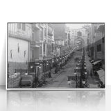 Art deco poster of a serene Pakistani landscape in muted green and blue tones, framed acrylic.