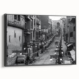 Black and white framed canvas featuring a vintage poster style landscape of Pakistan, ideal for bedroom wall decor.