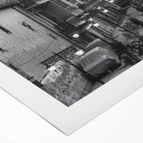 Art deco poster featuring a serene Pakistani landscape in muted earth tones on rolled canvas, suitable for dining room decor.