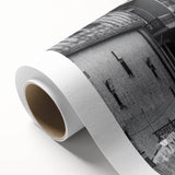 Art deco poster depicting the Lahore skyline in soft pastel shades on rolled canvas, ideal for nursery wall art.