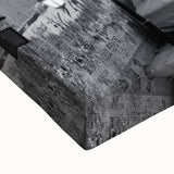 Black and white landscape art painting of a serene Pakistani scenery on large stretched canvas.