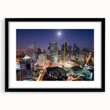 Extra large abstract art print of a colorful, textured Philippine scenery on a black framed canvas.