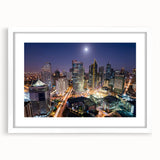 Abstract art print of a Philippine landscape in muted earth tones, framed with a white mat, suitable for dining room decor.