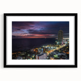 Extra large abstract art print of a colorful, textured Sri Lankan landscape on a framed black mat.