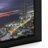 Black wall art depicting a textured, colorful Sri Lankan landscape on a framed canvas, ideal for living room decor.