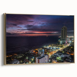 Framed canvas wall art depicting a vintage-style landscape of Sri Lanka in monochrome black, ideal for bedroom decor.