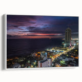 Vintage poster art of a colorful Sri Lankan landscape on a large framed canvas, ideal for living room decor.