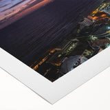 Art deco poster featuring a serene Sri Lankan landscape in muted green and blue tones on rolled canvas.