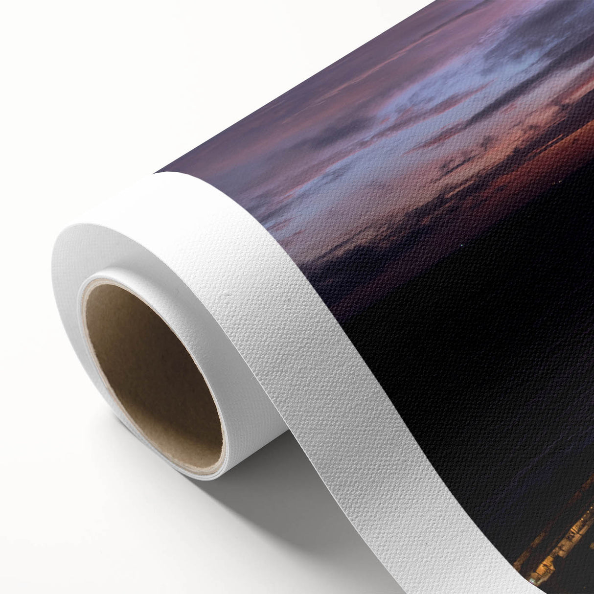 Art deco poster of a serene Sri Lankan landscape on rolled canvas, featuring soft pastel colors, ideal for nursery wall art.