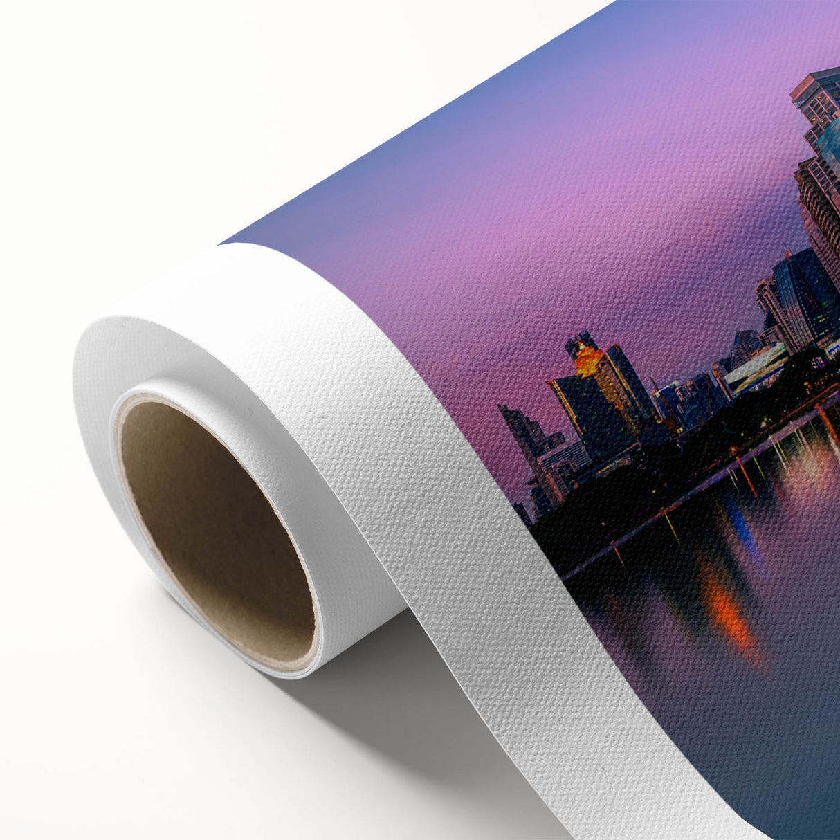 Art deco poster of Bangkok skyline in pastel shades on rolled canvas, ideal for nursery wall art.