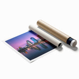 Extra large rolled print of a Bangkok scenery with vibrant floral elements, ideal for classy bathroom wall art.