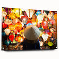 Large abstract wall art depicting a blurred cityscape in cool blue and gray tones on acrylic glass.