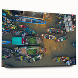 Abstract Vietnamese landscape on acrylic glass, featuring earthy and green tones, ideal for bedroom or dining room art.