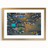 Extra large abstract art print depicting a textured Vietnamese landscape in muted earth tones, framed in gold.