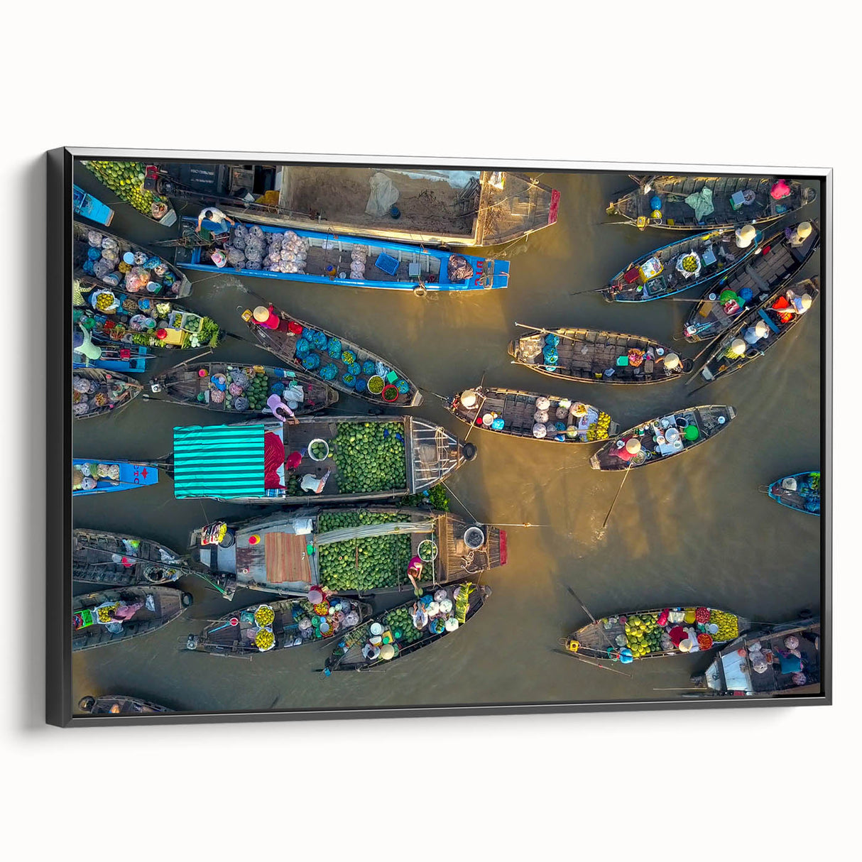 Black and white wall art of a Vietnamese landscape on framed canvas, ideal for bedroom decor.