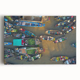 Black and white stretched canvas featuring a serene Vietnamese landscape, suitable for kitchen wall art.